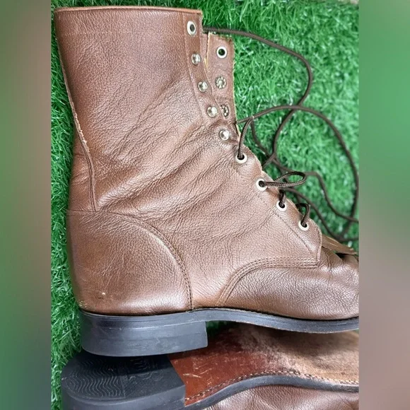 Justin Boot Company Women's Brown Lace-Up Roper Size 10D - Picture 2 of 7
